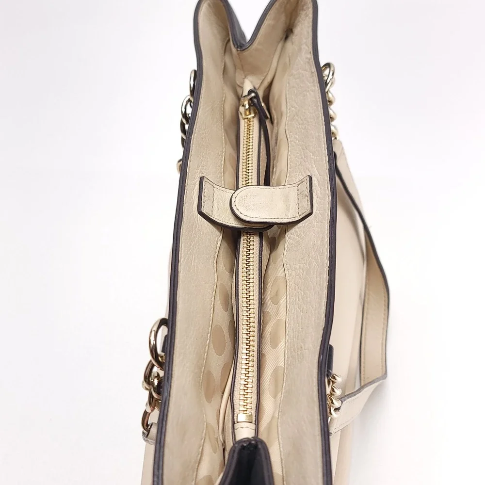 Kate Spade New York‎ Hancock Park Cream Black Leather Bow Tote Shoulder Bag
